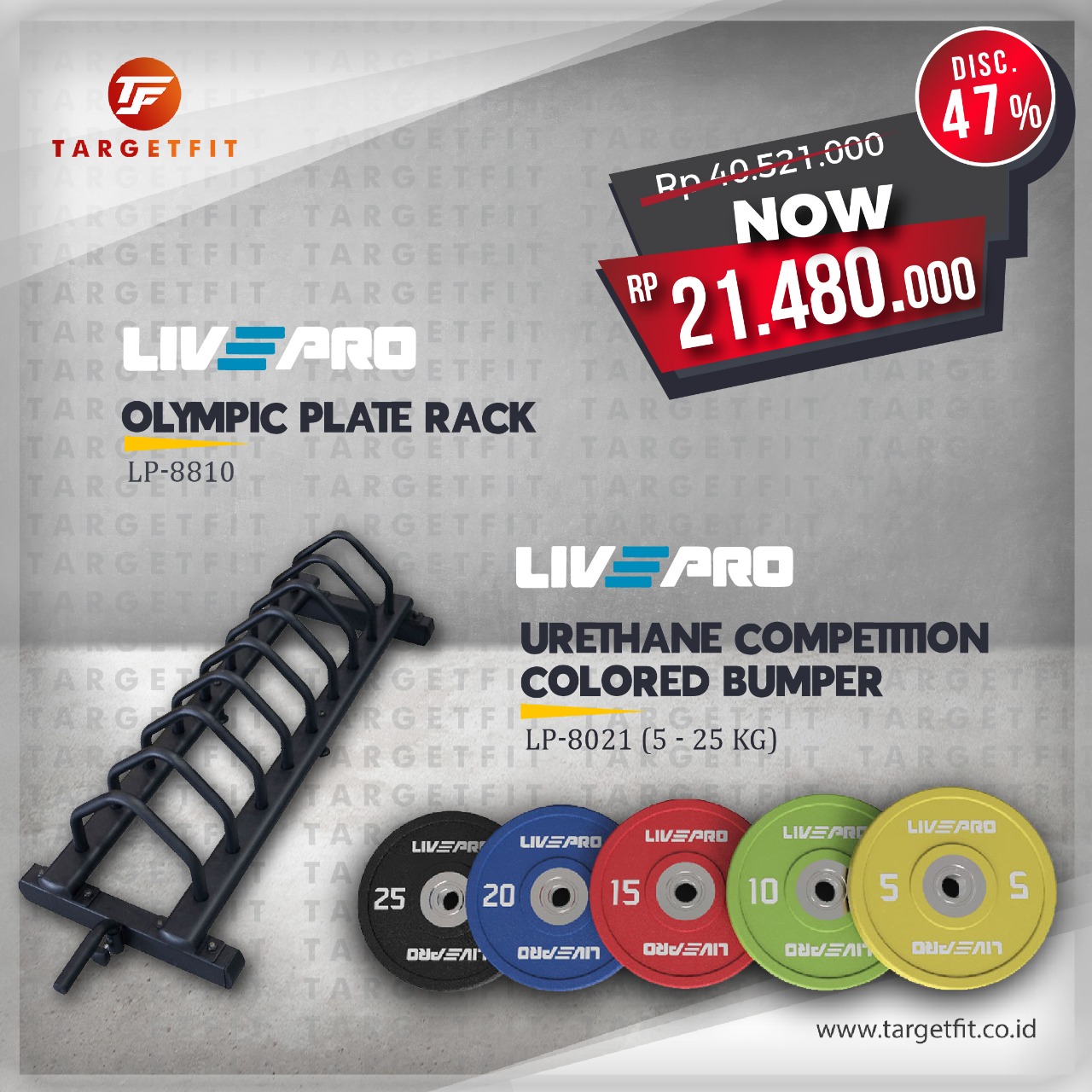 Promo Olympic Plate Rack Livepro + Bumper Plate Rogue